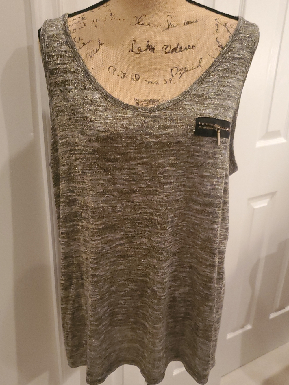 Lane Bryant  Metallic Zip Tank Top Gray Large Like New